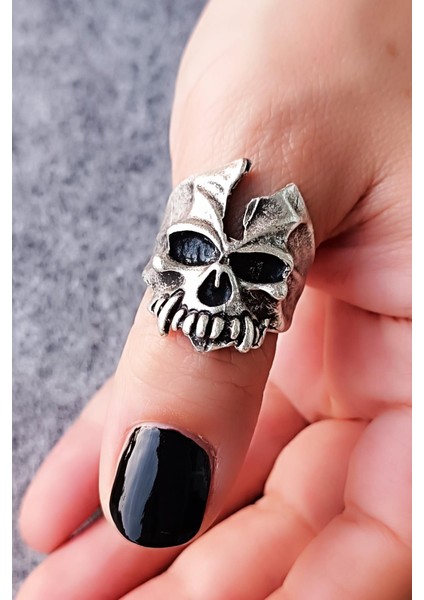 Kuru Kafa Şekilli Erkek Yüzük Gümüş Kaplama Ayarlanabilir El Yapımı Erkek Yüzük modelleri