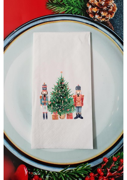 Yılbaşı Ağacı ve Kurşun Askerler Yılbaşı Sunum Peçetesi