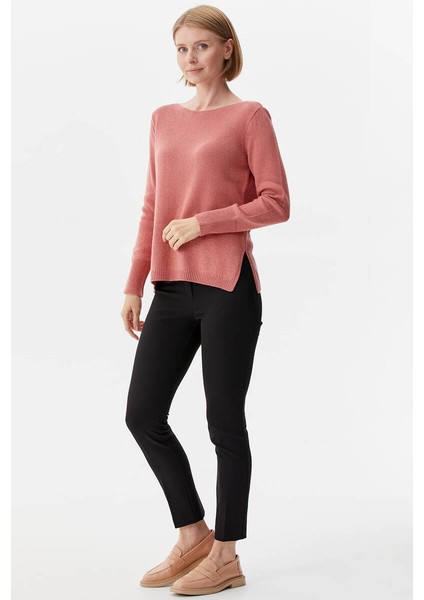 Yaka Sim Detaylı Triko Kazak - Pembe