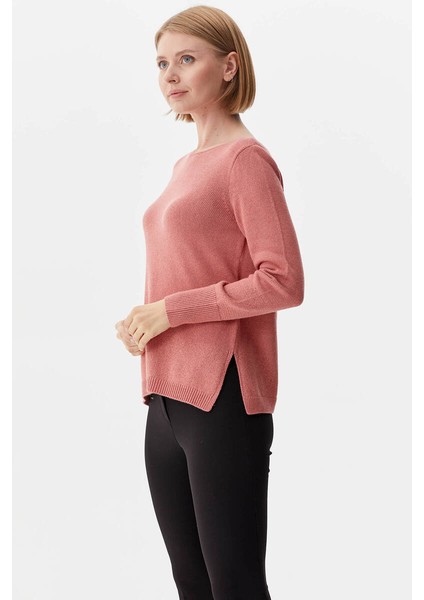 Yaka Sim Detaylı Triko Kazak - Pembe fırsatları