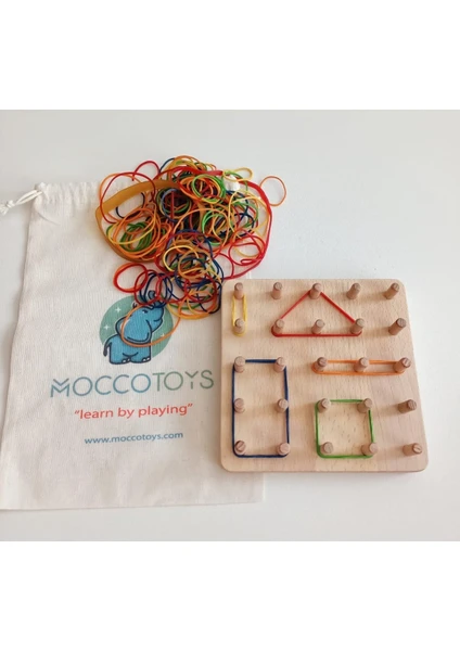 Montessori Toddler Geoboard Geometri Oyunu 5x5 (Eğitici Kartlı)