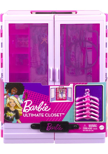 Barbie'nin Pembe Gardırobu, Şeffaf Kapıları, Saklama Alanları, Katlanır Rafı ve 6 Askısıyla, 3 Yaş ve Üzeri Hjl65