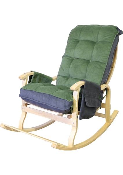 Sultan Lüx Ahşap Çift Minderli Çift Cepli Sallanan Sandalye Yeşil/füme indirimleri
