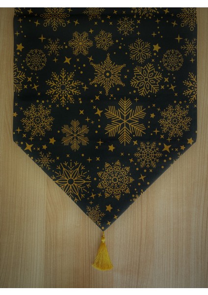 Snowy Black Kar Tanesi Desenli Runner Siyah-Gold 40X140