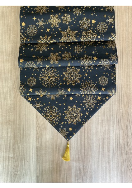 Snowy Black Kar Tanesi Desenli Runner Siyah-Gold 40X140