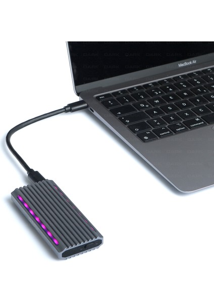 USB 3.2 Gen2 Type C - M.2 NVMe & NGFF SATA SSD RGB LED'Lİ Disk Kutusu
 (DK-AC-DSEM5)