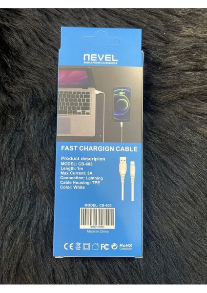 Nevel 3.0A Lightning Şarj Kablosu