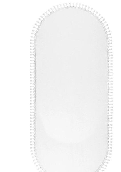 Oval Comfort Puffy Ponpon Saçaklı Peluş Yolluk Beyaz fiyatları