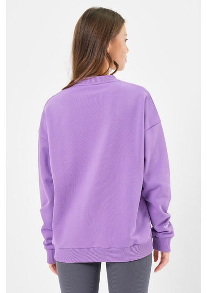 Kadın Oversize Baskılı Basıc S-Shırt-Lila indirimleri