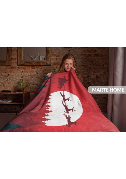Yılbaşı & Christmas Desenli Çift Taraf Baskılı 100X170 cm Polar Tv Battaniyesi modelleri