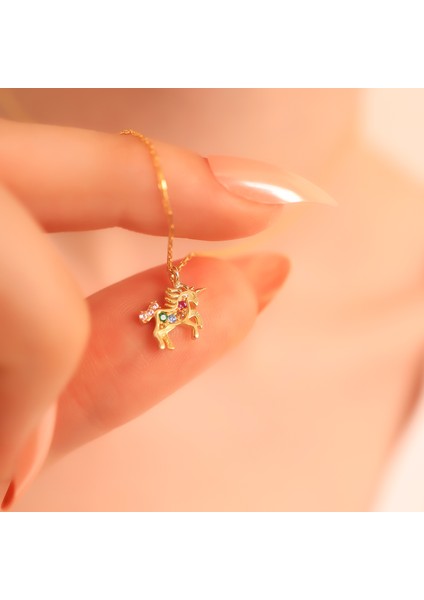 925 Ayar Gümüş Unicorn Kolye