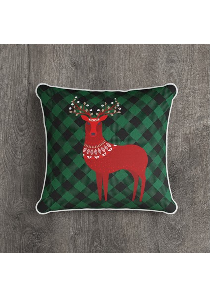 Yılbaşı Temalı Kalın Biyeli Kırlent Kılıfı