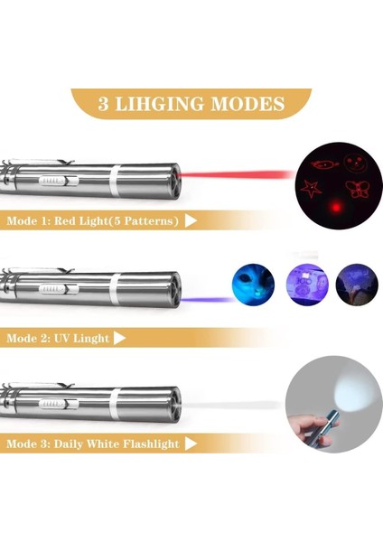 Çok İşlevli ve Çok Desenli Şarj Lazer Etkileşimli Eğlenceli Kedi Oyuncağı (Yurt Dışından) modelleri