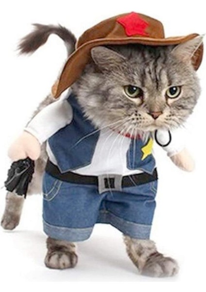 Sonbahar ve Kış Denim Kedi Kıyafeti + Şapka (Yurt Dışından)