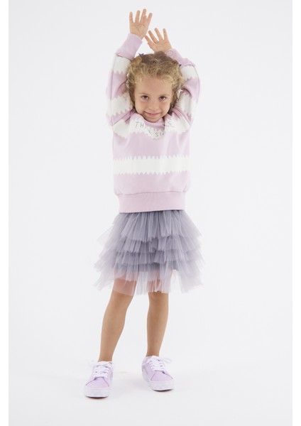 Kız Çocuk Oversize Baskılı Basıc S-Shırt-Pudra fiyatları