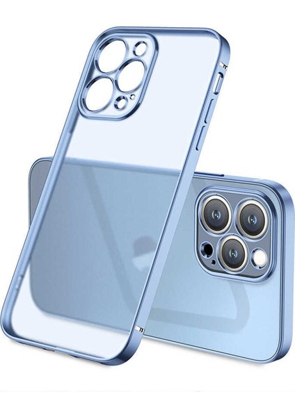 Iphone 12 Pro Max Kılıf Kamera Lens Koruma Kenarı Parlak Şeffaf Silikon Mtk-Klf-04