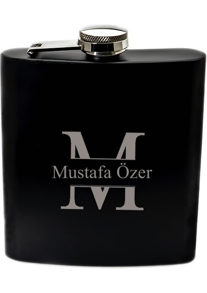 Kişiye Özel Harf ve Isimli Siyah Renkli Paslanmaz Çelik Matara / 6oz