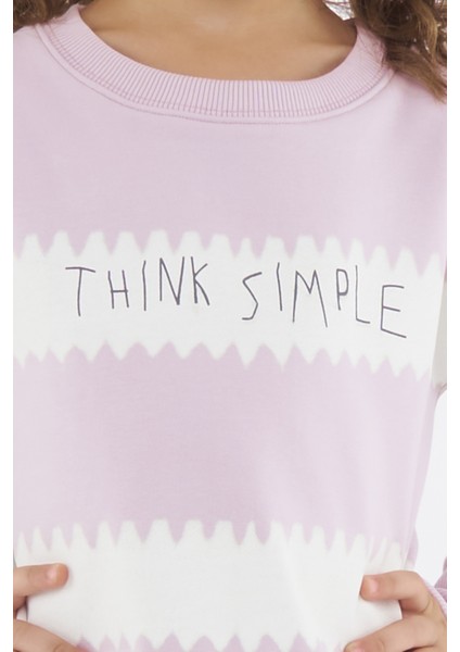 Kız Çocuk Oversize Baskılı Basıc S-Shırt-Pudra indirimleri