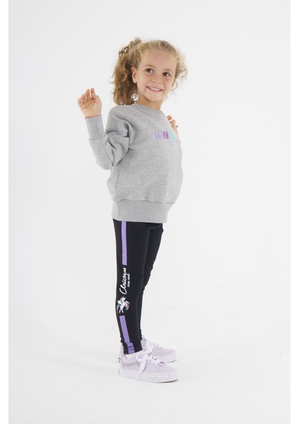 Kız Çocuk Oversize Baskılı Basıc S-Shırt-Grimelanj