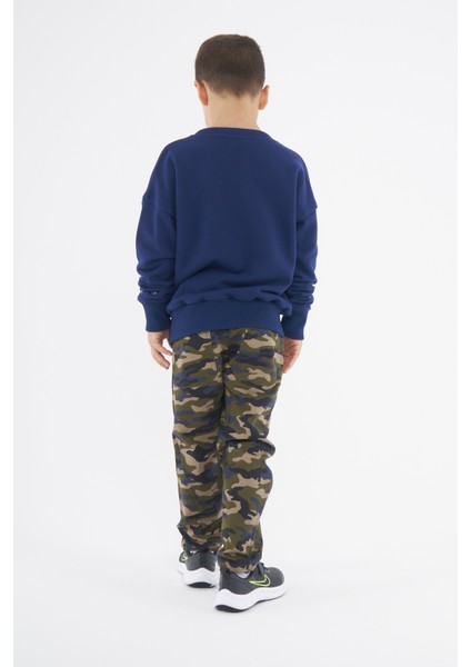 Erkek Çocuk Oversize Baskılı Basıc S-Shırt-Lacivert modelleri