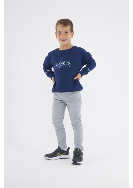 Erkek Çocuk Oversize Baskılı Basıc S-Shırt-Lacivert indirimleri