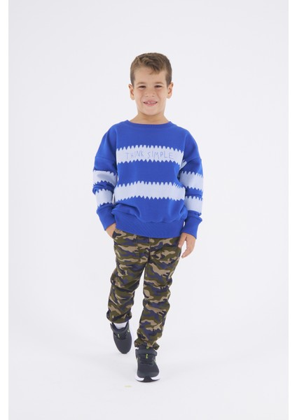 Erkek Çocuk Oversize Baskılı Basıc S-Shırt-Saks