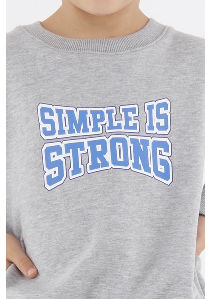 Erkek Çocuk Oversize Baskılı Basıc S-Shırt-Gri Melanj indirimleri