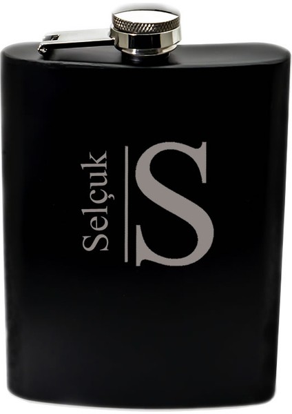 Kişiye Özel Isimli ve Harfli Siyah Renkli Paslanmaz Çelik Matara / 8 Oz