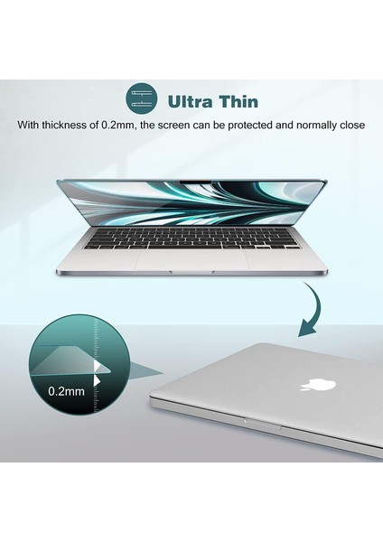 MacBook Air M2 13.6" 2022 A2681 Uyumlu Ekran Koruyucu - 2 Adet - Ultra Ince & Kırılmaz & Tam Uyum modelleri
