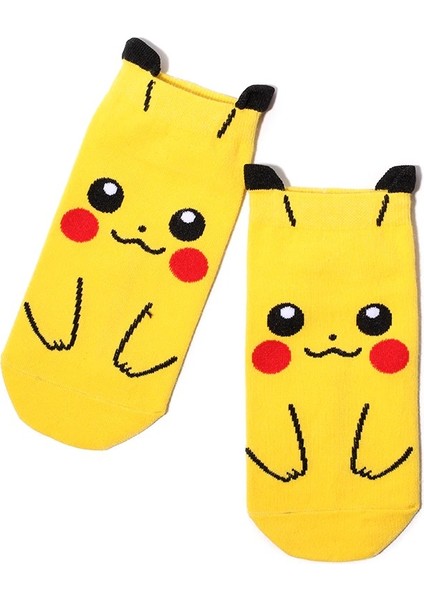 Unisex 4'lü Pokemon Desenli Patik Çorap Renkli Extra Rahat