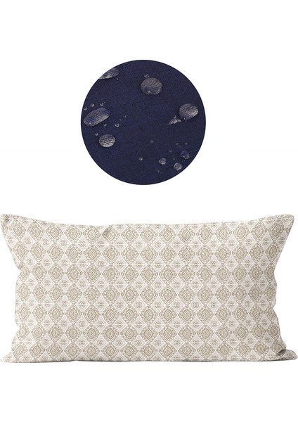 Ibiza Dijital Baskılı Sututmaz Keten Görünümlü Dikdörtgen Kalın Biyeli Dokuma Kırlent fiyatları