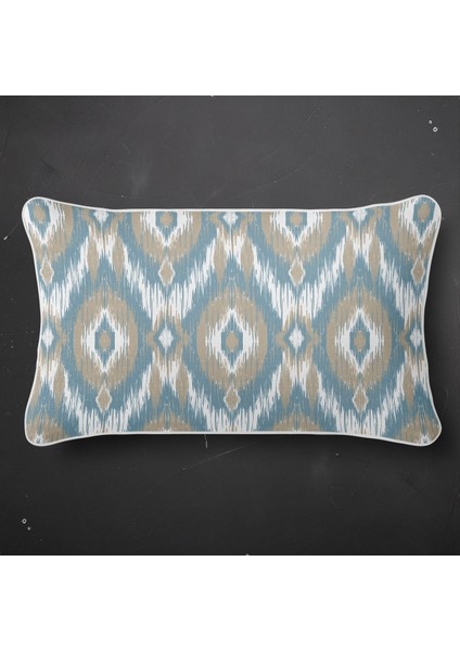 Ibiza Dijital Baskılı Sututmaz Keten Görünümlü Dikdörtgen Kalın Biyeli Dokuma Kırlent