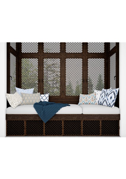 Ibiza Dijital Baskılı Sututmaz Keten Görünümlü Dikdörtgen Kalın Biyeli Dokuma Kırlent fırsatları