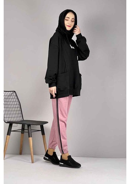 Şerit Detaylı Eşofman Altı Pudra Siyah fiyatları