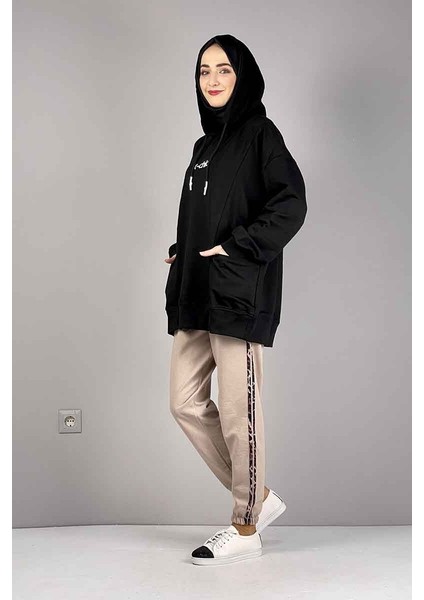 Şerit Detaylı Eşofman Altı Bej modelleri