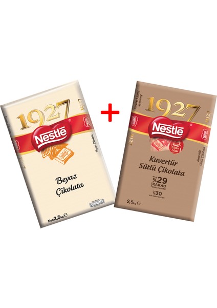 Professional Beyaz Kuvertür 2.5 kg + Nestle Professional Sütlü Kuvertür 2.5 kg 2'li Set.