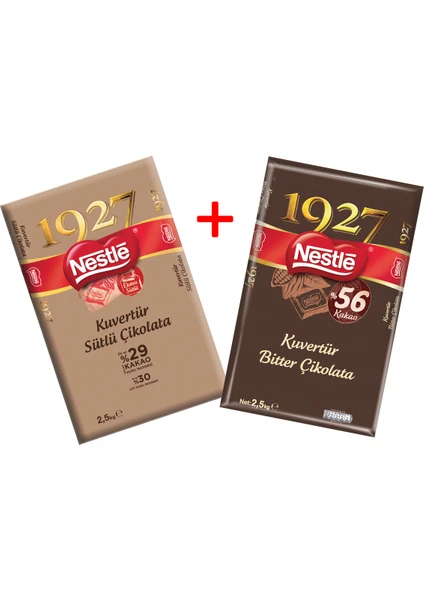 Professional Bitter Kuvertür %56 Kakao 2.5 kg + Nestle Professional Sütlü Kuvertür 2.5 kg 2'li Set.