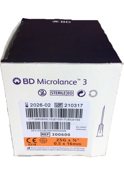 Bd Microlance Turuncu İğne Ucu 25G 100 Adet