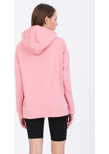 Pupiwessi Kadın Pudra Kapüşonlu Oversize Sweatshirt-Hoodie