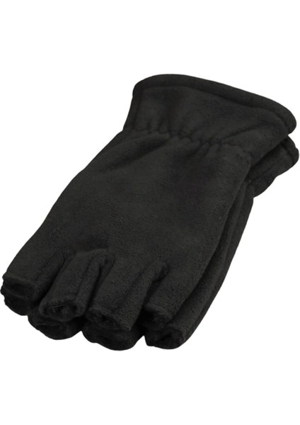 Unisex Siyah Parmaksız Kesik Yarım Parmak Kışlık Termal Polar Eldiven - Polar Kar Maskesi 2'li Set modelleri