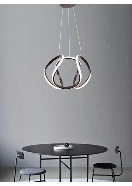 TT306-35-SY Tt Aydınlatma Kavis Modeli Mat Siyah LED Avize