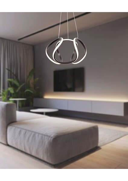 TT306-35-SY Tt Aydınlatma Kavis Modeli Mat Siyah LED Avize