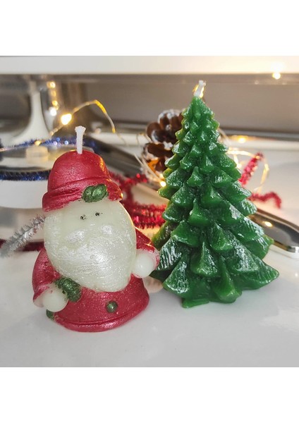 Çam Ağacı ve Noel Baba Yılbaşı Mumu