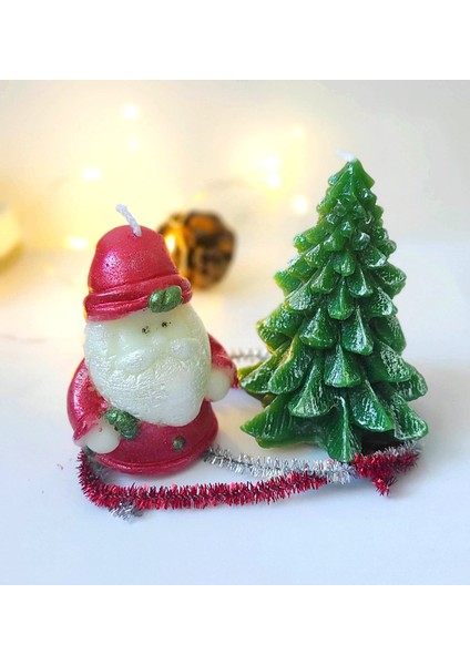Çam Ağacı ve Noel Baba Yılbaşı Mumu