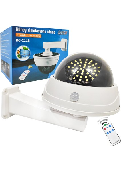 Solar Güneş Enerji Aydınlatma Lambası Sensörlü Dome Kamera Tipi 44 LED Ranchı RC-2118