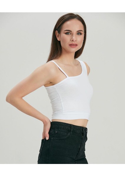 Omuz Detay Askılı Crop Bluz