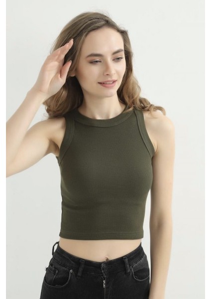 Omuz Detay Askılı Crop Bluz