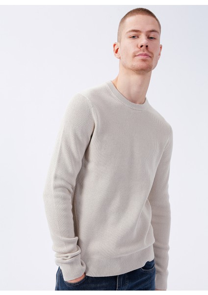 Bisiklet Yaka Düz Gümüş Erkek Kazak 22022855_ONSPHIL 12 Struc Crew Knit