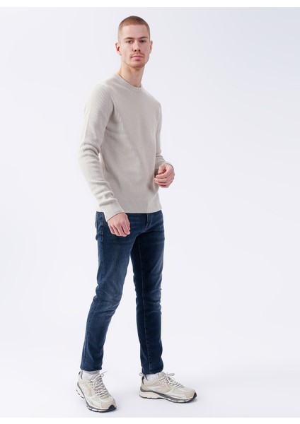 Bisiklet Yaka Düz Gümüş Erkek Kazak 22022855_ONSPHIL 12 Struc Crew Knit