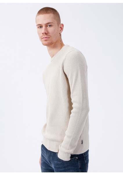 Bisiklet Yaka Düz Gümüş Erkek Kazak 22022855_ONSPHIL 12 Struc Crew Knit